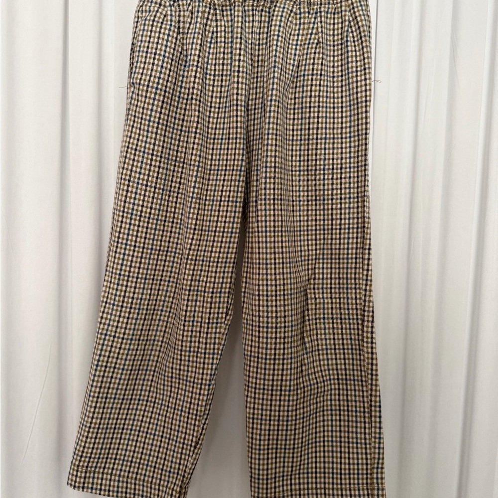 Girls Checkered Pants - Tan and Black
